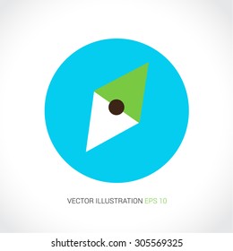 Vector icons on abstract background with blue circle "compass"