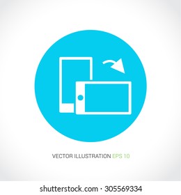 Vector icons on abstract background with blue circle "phone"