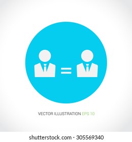 Vector icons on abstract background with blue circle "boss"