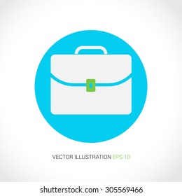Vector icons on abstract background with blue circle "briefcase"
