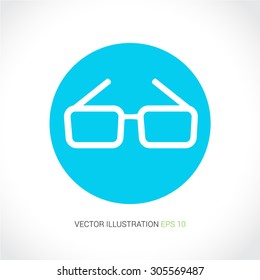 Vector icons on abstract background with blue circle "glasses"