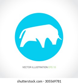 Vector icons on abstract background with blue circle "bull"