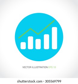 Vector icons on abstract background with blue circle "graph"