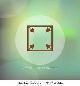 Vector icons on abstract background with circle "size screen"