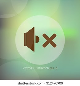 Vector icons on abstract background with circle "no sound"