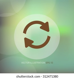 Vector icons on abstract background with circle "reset"