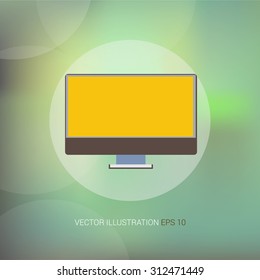 Vector icons on abstract background with circle "monitor"