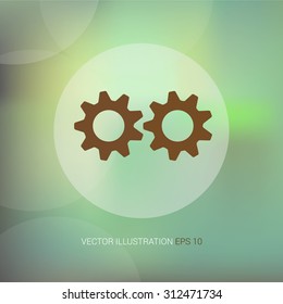 Vector icons on abstract background with circle "gears"