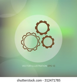 Vector icons on abstract background with circle "gears"
