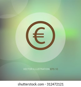 Vector icons on abstract background with circle "euro"