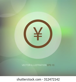 Vector icons on abstract background with circle "yen"