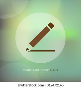 Vector icons on abstract background with circle "pencil"
