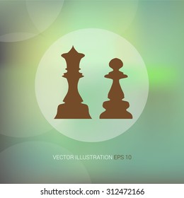 Vector icons on abstract background with circle "chess"