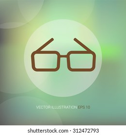 Vector icons on abstract background with circle "glasses"