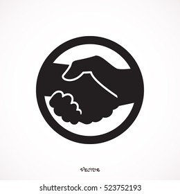 Vector icons on abstract background with circle handshake