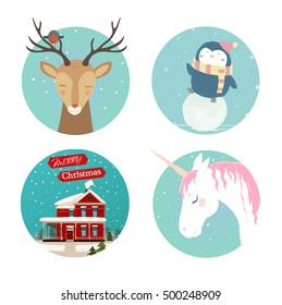 Vector icons on Christmas theme