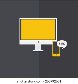 Vector icons  on a dark background "monitor and phone"