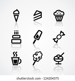 Vector icons on a dessert topic. Vector illustration