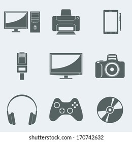 Iconos vectoriales en equipos electrónicos