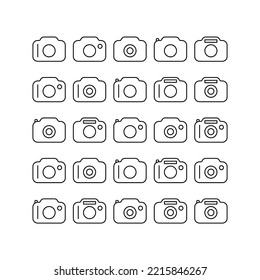 VECTOR ICONS ON LINE STYLE DSLR DIGITAL CAMERA
