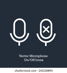 Vector icons on and off the microphone on your mobile device