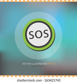 Vector icons on soft colored abstract background "sos"