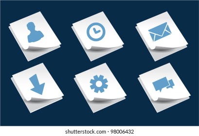 Vector icons on white paper document