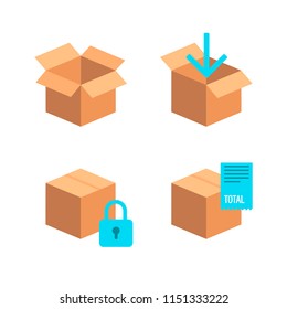 Vector icons of on-line shopping and delivery boxes