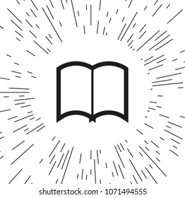 vector icons of open book against the background of the rays