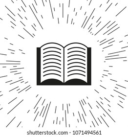 vector icons of open book against the background of the rays