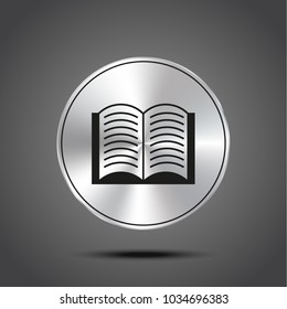 vector icons of open book metallic isolated on dark background