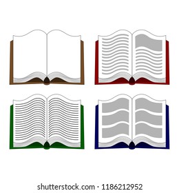 Vector icons with open books isolated on white background. Study and knowledge, library and education, science and literature. Vector Illustration for Your Design.