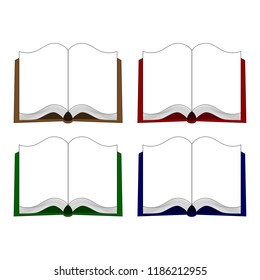 Vector icons with open books isolated on white background. Study and knowledge, library and education, science and literature. Vector Illustration for Your Design.