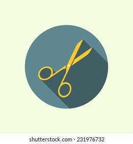 Vector icons with open scissors. 