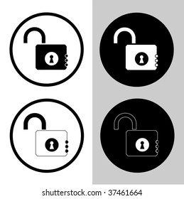 vector icons of opened lock