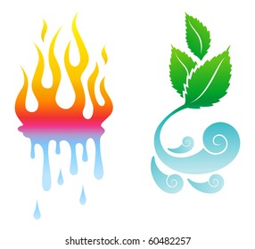 Vector Icons opposite the four natural elements