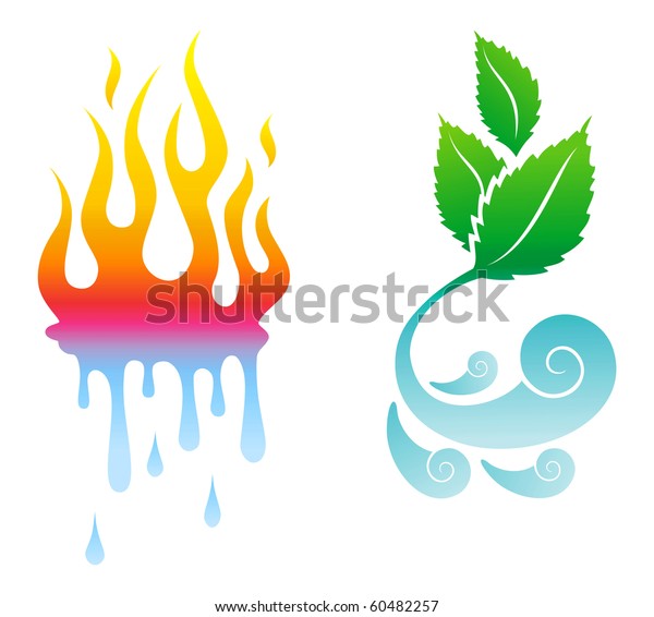 Vector Icons Opposite Four Natural Elements Stock Vector (Royalty Free