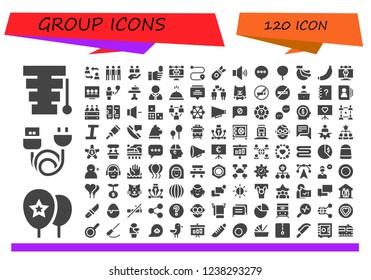 Vector icons pack of 120 filled group icons. Simple modern icons about  - Xylophone, Balloons, Charge, Network, Group, Teamwork, Interview, Vector, Route, Bomb, Volume, Chat, Balloon, Bananas