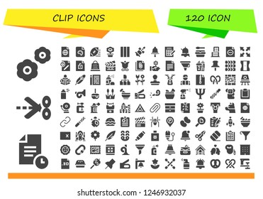 Vector icons pack of 120 filled clip icons. Simple modern icons about  - Flowers, File, Scissors, Rugby ball, Flower, Chewing gum, Bell, Bingo, Alarm, Lunchbox, Shopping center