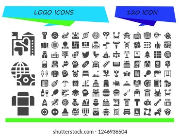 Vector icons pack of 120 filled logo icons. Simple modern icons about  - Slide, Sofa, Economy, Opener, Cookie, Grid, Bath, Earth grid, Maze, Automaton, Hammock, Taxi, Keyboard