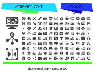 Vector icons pack of 120 filled internet icons. Simple modern icons about  - Design, Reflect, Connection, Settings, Delivery truck, Configuration, Pen, Keyboard, Billboard, Phone