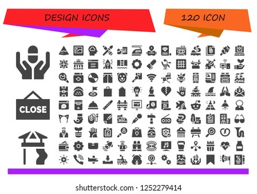 Vector icons pack of 120 filled design icons. Simple modern icons about  - Pill, Slide, Close, Nachos, Picture, Mind, Brush, Homeless, Iron, Virtual reality, Certificate, Recorder