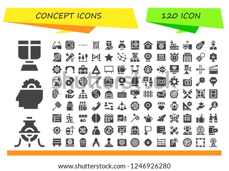 Vector icons pack of 120 filled concept icons. Simple modern icons about  - Oxygen mask, Alchemy, Setting, Virtual glasses, Tv, Voice message, Layout, Owl, Dress, Passbook, Home