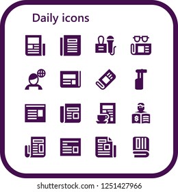 Vector icons pack of 16 filled daily icons. Simple modern icons about  - Newspaper, Press, News, Electric toothbrush