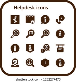 Vector icons pack of 16 filled helpdesk icons. Simple modern icons about  - Information, Info, Teleoperator