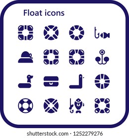 Vector icons pack of 16 filled float icons. Simple modern icons about  - Lifesaver, Lifebuoy, Fishing, Pamela, Bait, Rubber ring, Float, Duck