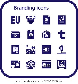 Vector icons pack of 16 filled branding icons. Simple modern icons about  - Symbol, Field, d, Poster, Letter, Tumblr, Dragon