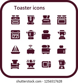 Vector icons pack of 16 filled toaster icons. Simple modern icons about  - Oven, Blender, Toaster, Juicer, Microwave oven