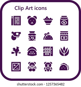 Vector icons pack of 16 filled clip art icons. Simple modern icons about  - Sheet, Teddy bear, Fruit bowl, Jam, Pistol, Taco, Vane, Tacos, Vending machine, Aloe vera, Exposure