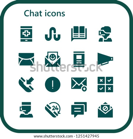 Vector icons pack of 16 filled chat icons. Simple modern icons about  - Phone, Stumbleupon, Language, Call center, Email, Communication, Smartphone, Advise, Feedback, Conversation